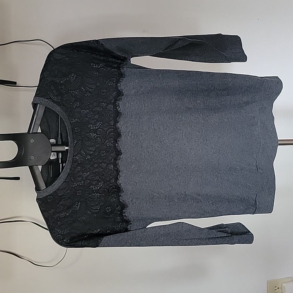 Women's For G and Pl Shirt,  Colors Gray and Black Lace, Size M